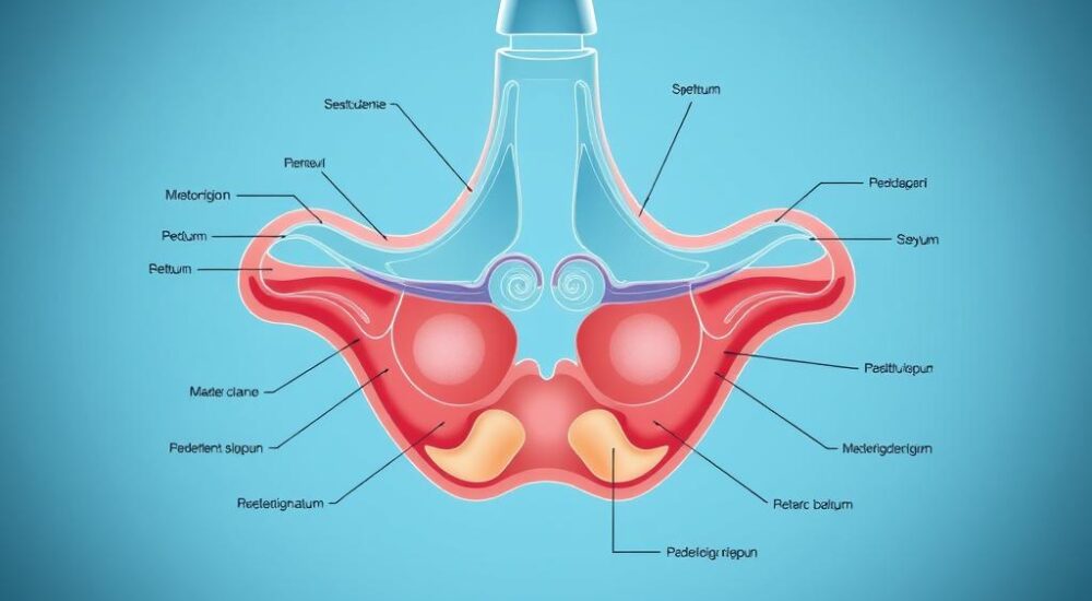 Septum ameliyatı sonrası iyileşme - medikal atlas stilinde anatomik kesit illustrasyonu