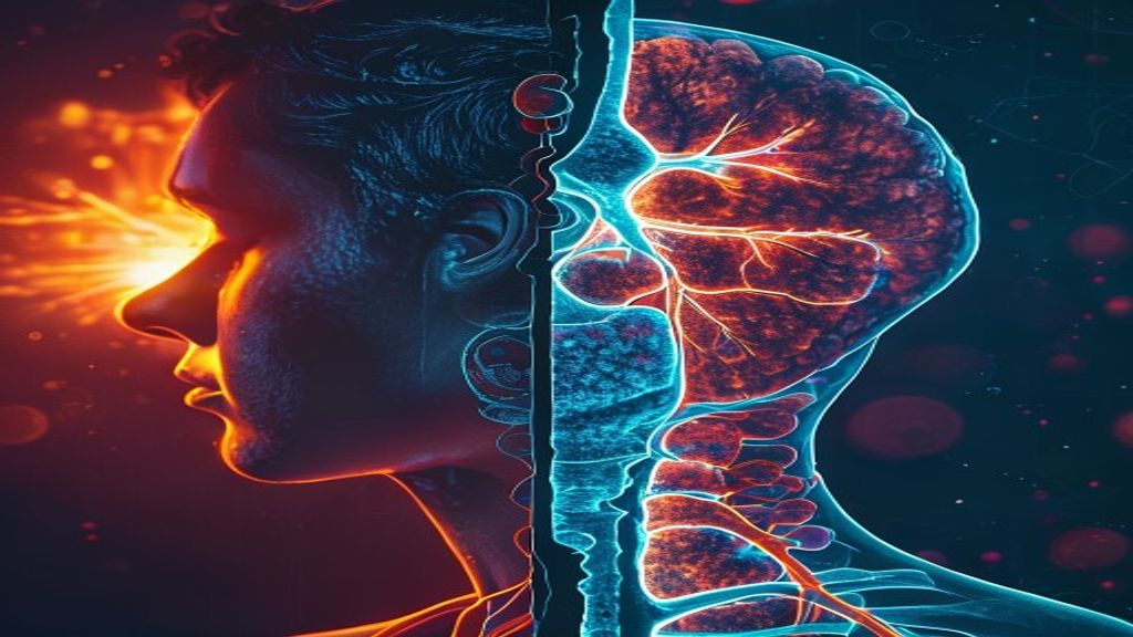 Orta kulak iltihabı belirtileri - hasta belirti gosterimi ve anatomik kesit illustrasyonu