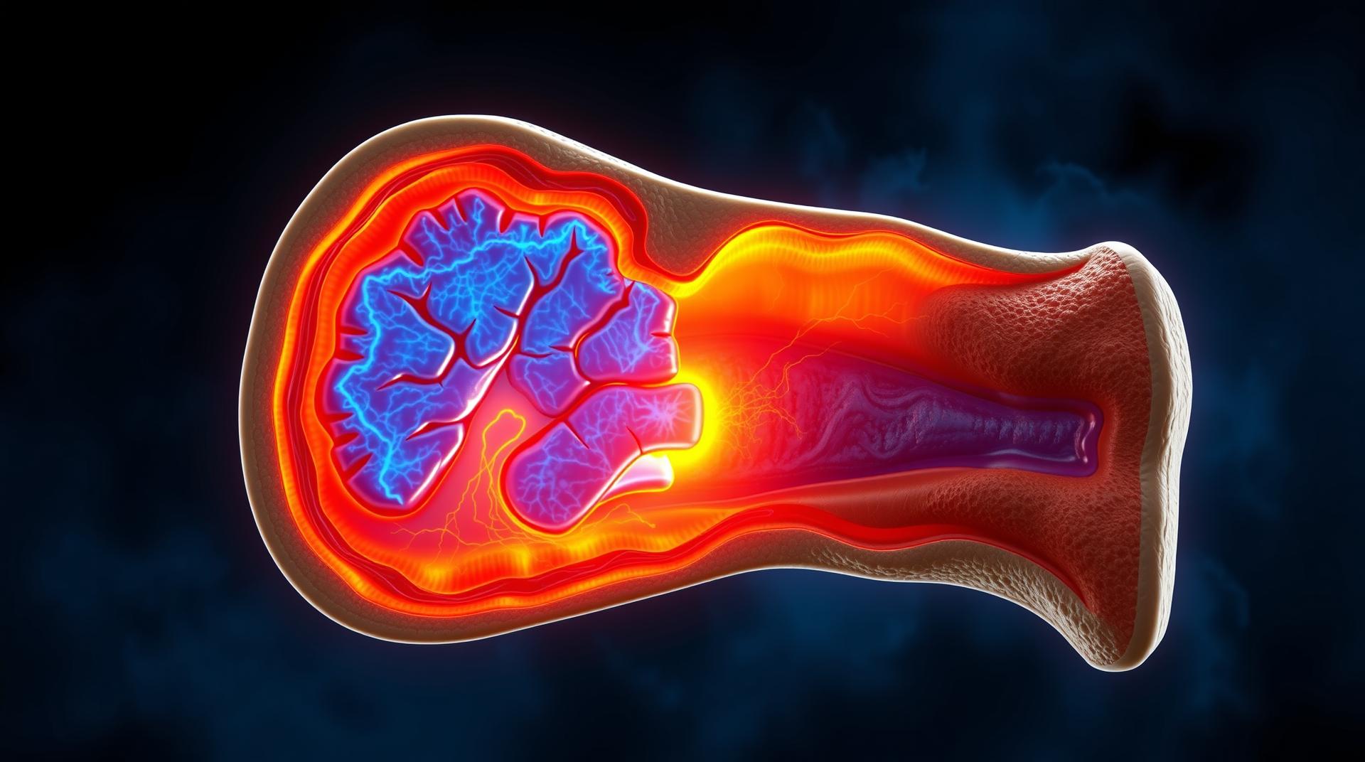 Kulak ınlaması - medikal atlas stilinde anatomik kesit illustrasyonu