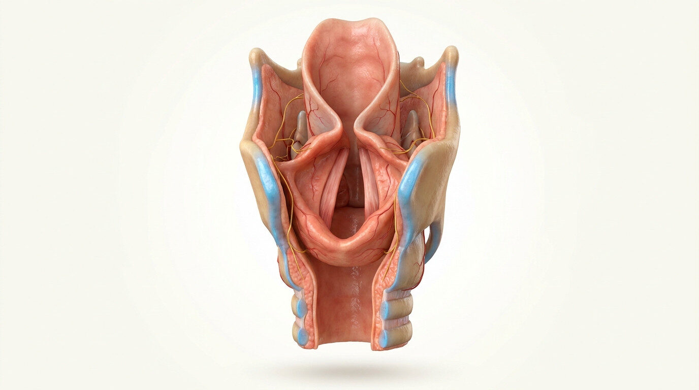 Larenks ve ses telleri anatomik kesiti - ses kısıklığı iyileşme süreci