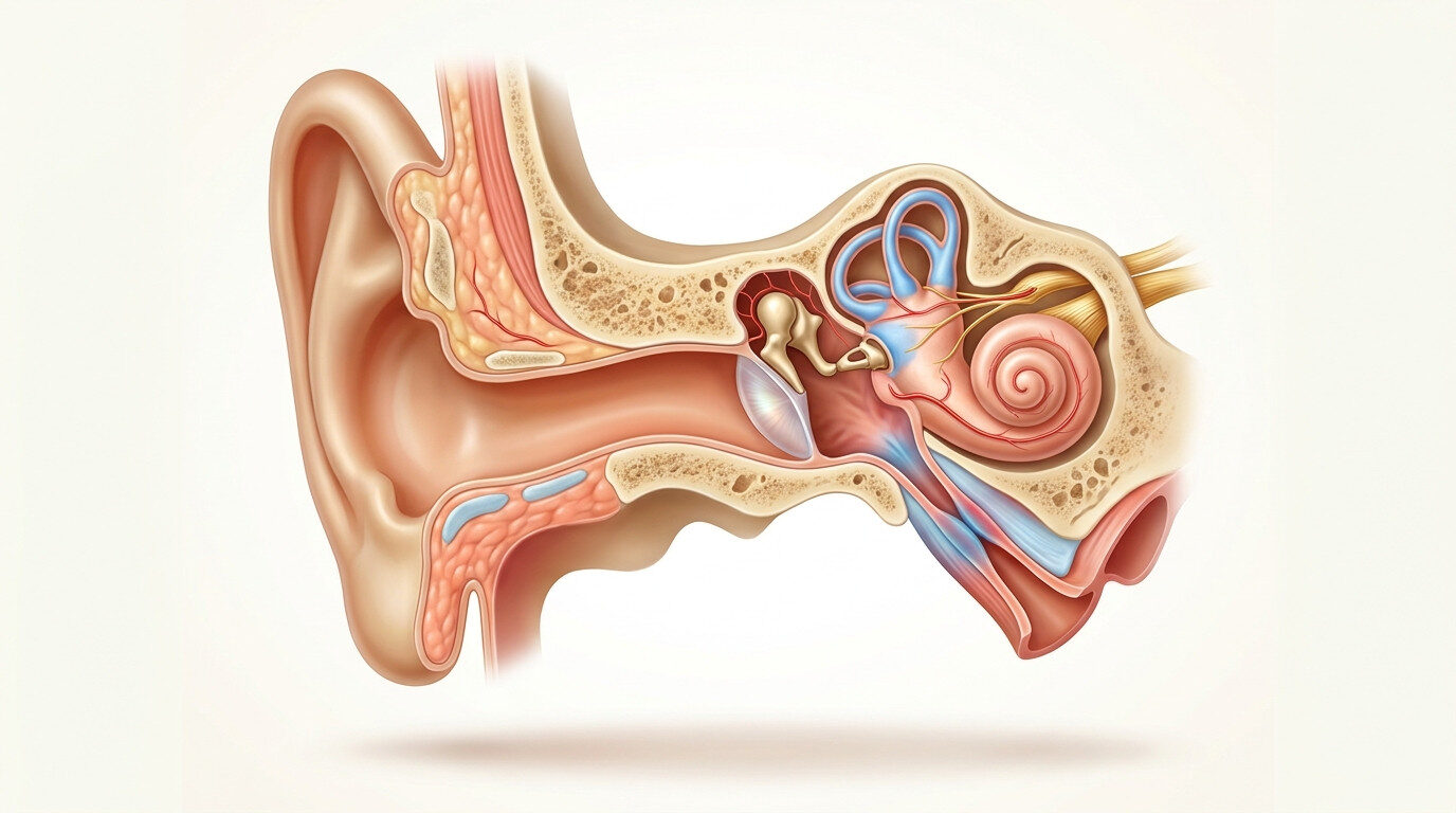 Kulak ve östaki borusu anatomik kesiti - kulakta basınç hissi