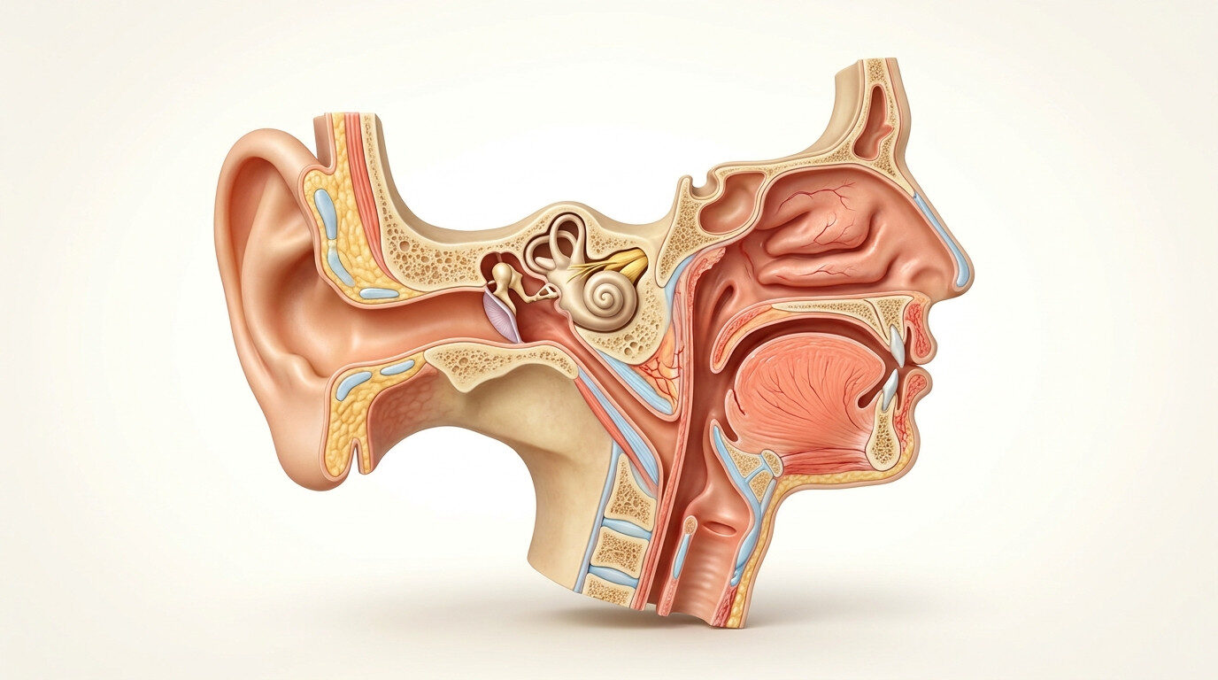 Kbb neyin kısaltması - medikal atlas stilinde anatomik kesit illustrasyonu