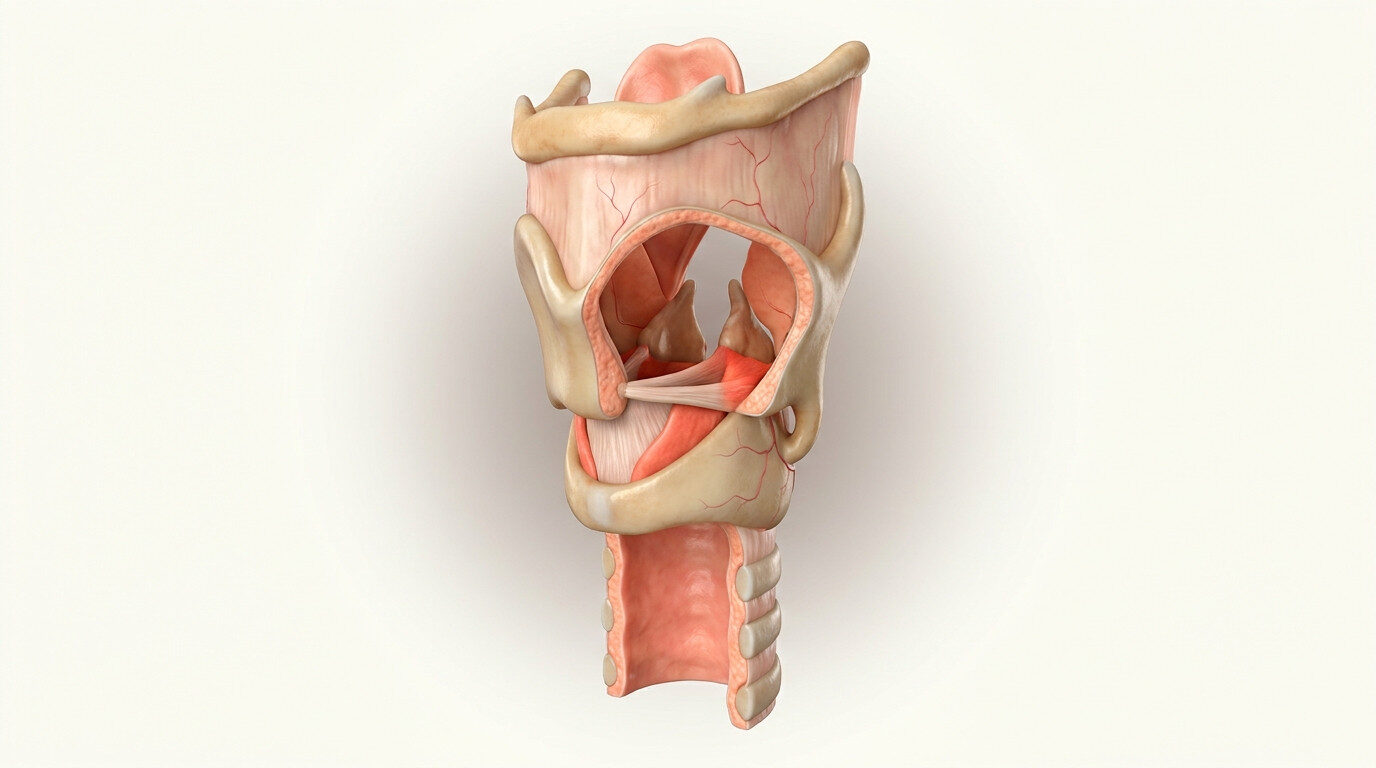 Ses kısıklığı - medikal atlas stilinde anatomik kesit illustrasyonu
