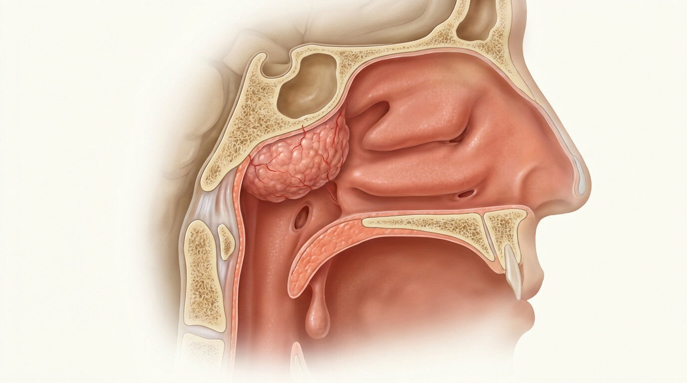 Geniz eti - medikal atlas stilinde anatomik kesit illustrasyonu