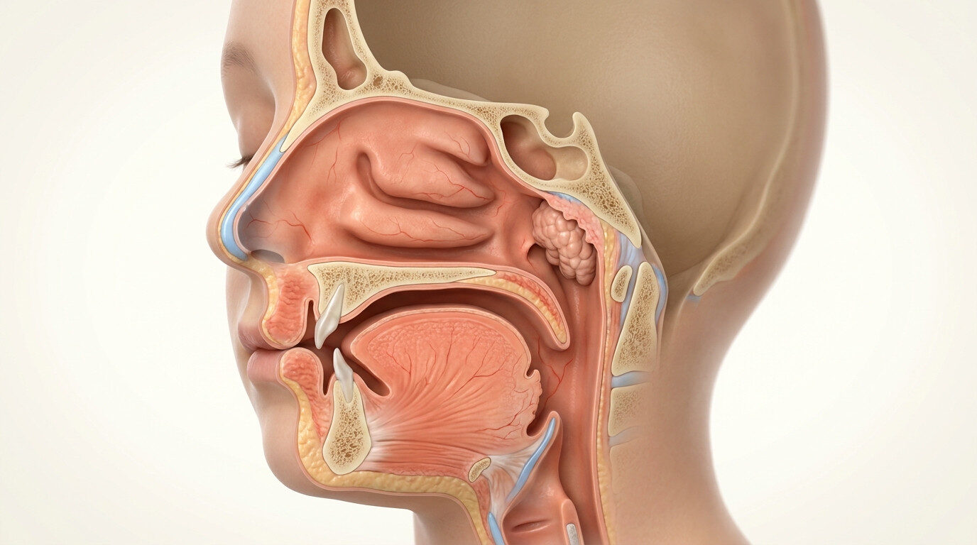 Pediyatrik nazofarenks ve adenoid dokusu anatomik kesit — geniz eti (adenoid) büyüklüğü