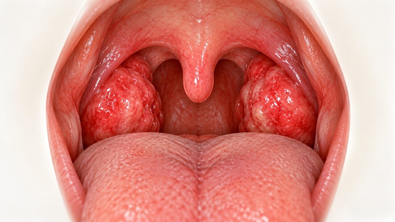 How many days does tonsillitis take to go away: inflamed tonsils illustration